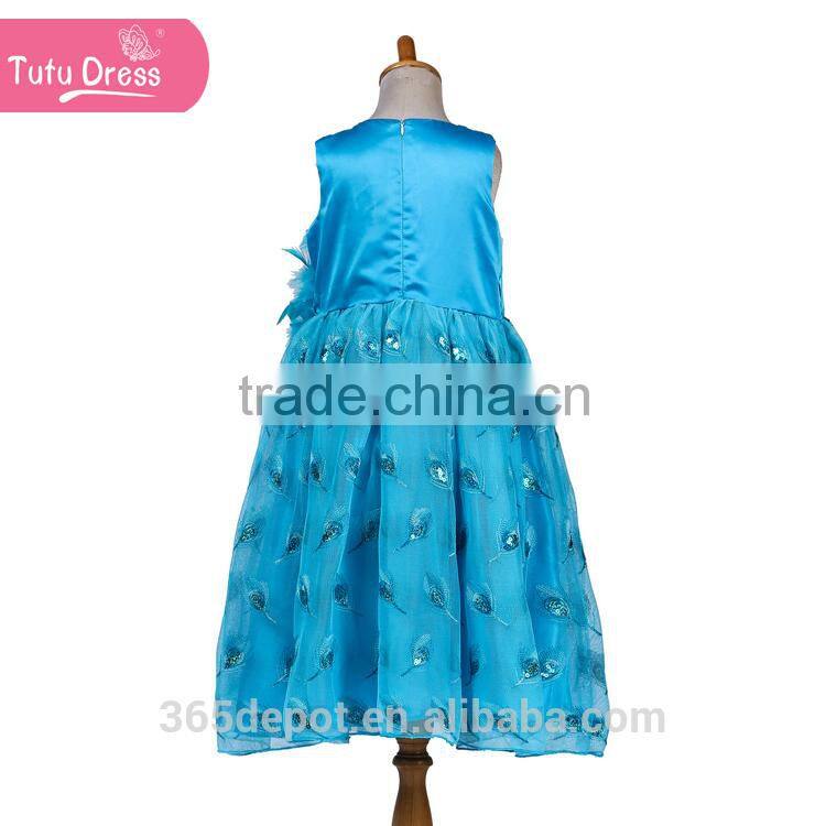 New Princess Blue Dress Up Girls Cosplay Birthday Party Dress