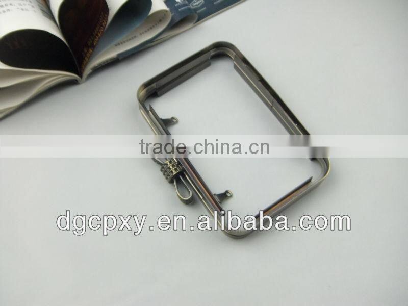 Antique brass vintage Metal Clutch Frame with White Faceted Rhinestone Bowknot Clasp