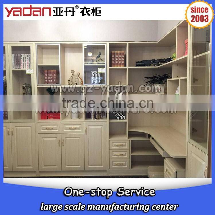 2016 New style bookcase with study table and glass door model made in China