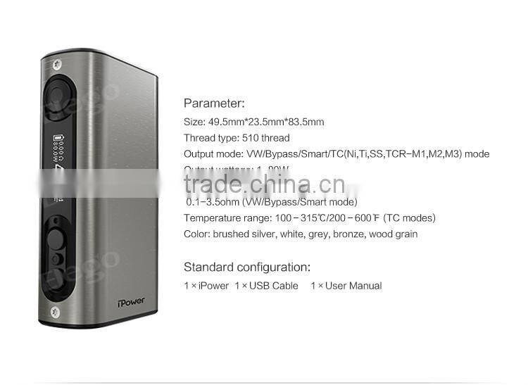 Alibaba china best selling authentic eleaf ipower 80w kit with wolesale price