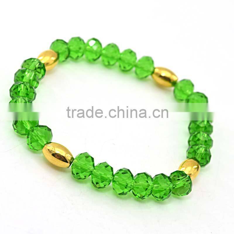 Stainless steel jewelry fashion yellow pink crystal bead bracelet