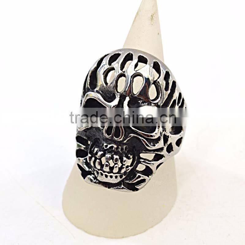 Rocker stainless steel jewelry punk skull rings for men