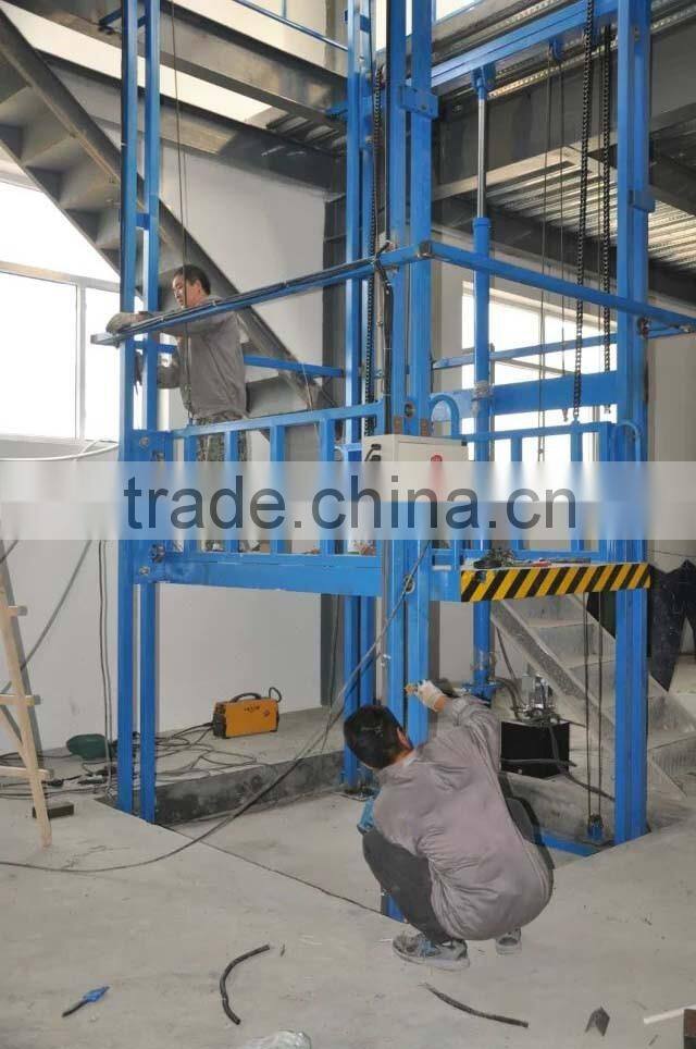 Warehouse fixed guide rail cargo lift/elevators for sale