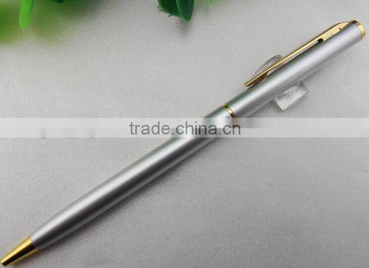Luxury design silvery advertising pen custom logo ball pen