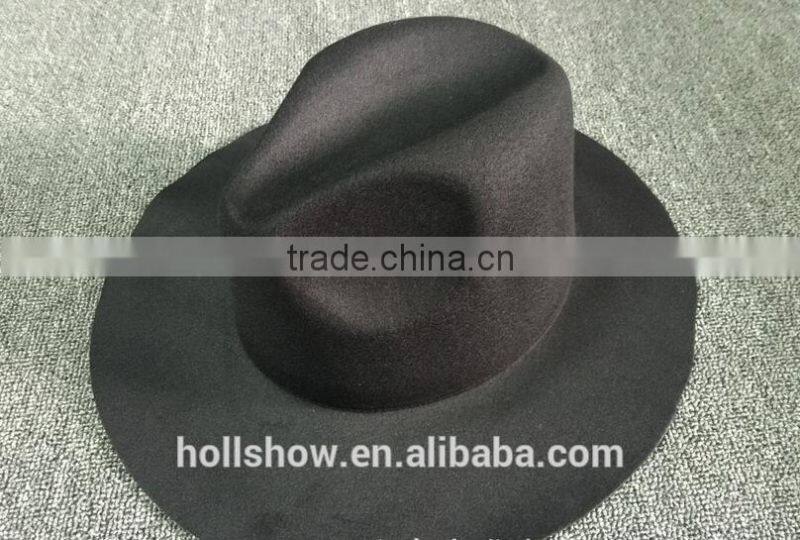 Wholesale Promotional Gift Star Style Wide Brim Wool Felt Fedora Sun Cap