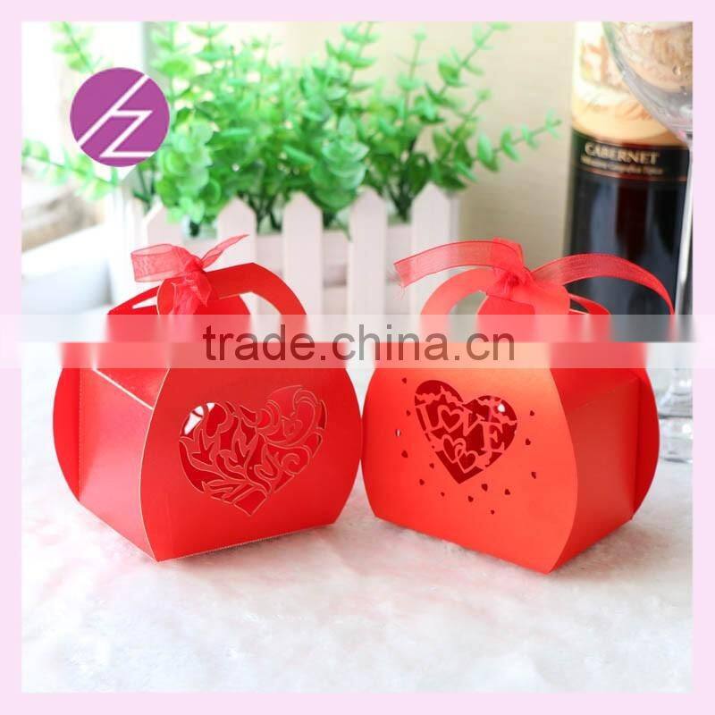 Gift boxes paper malaysia 2015 latest design happy wedding candy box with unique red colour TH-206