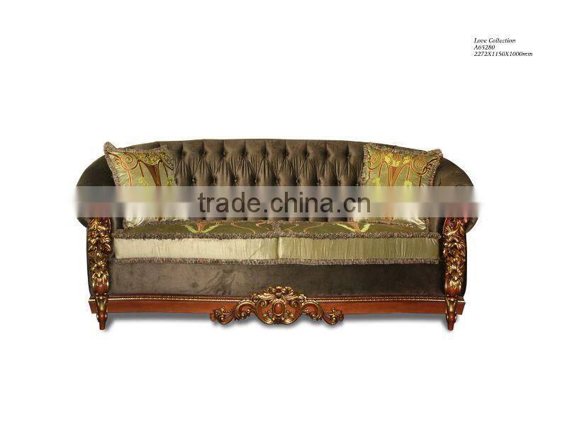 Classic solid wood sectional sofa antique European style carving sofa