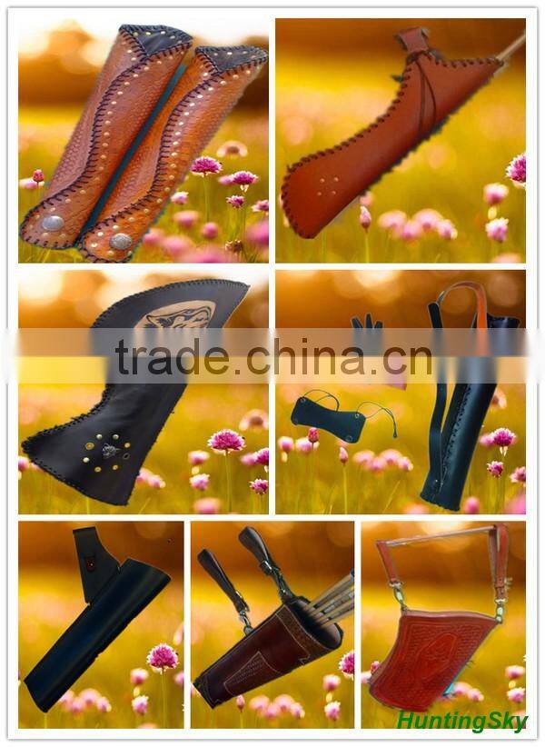 Traditional Archery Cowhide Leather Arrow Quiver For Archery Shooting