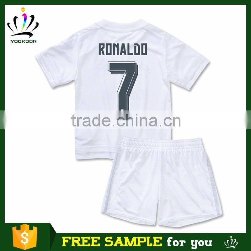 Real free sample to Euro cheap thai quality soccer uniform camisa del madrid soccer jersey for kids thai quality