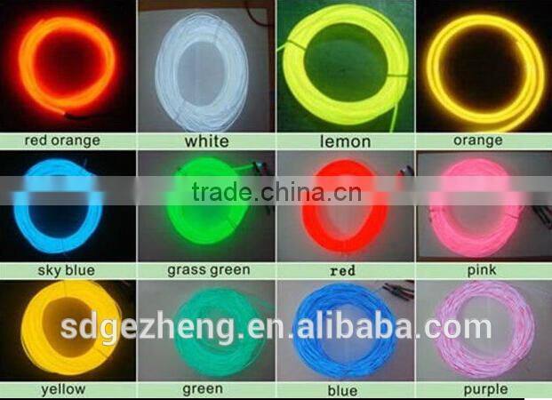 1.3mm 2.3 3.2 4.3 5.0mm el fluorescent wire with chasing light ice blue pink red yellow electroluminescent lighting wire