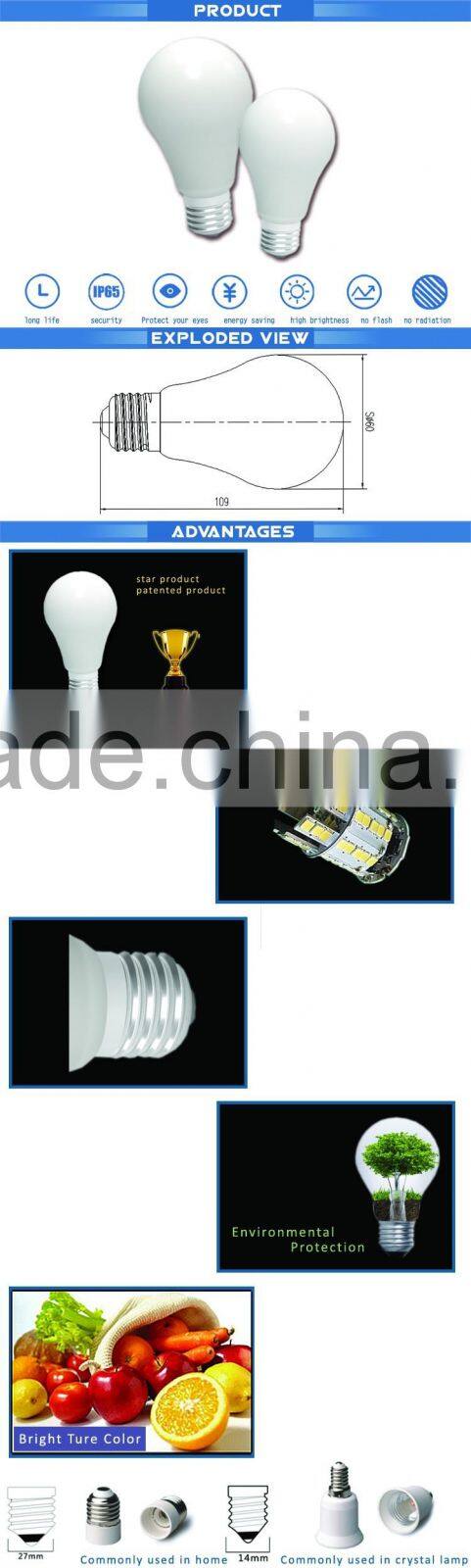 china suppliers manufacturers led blub LED vitrified bulb light 15W All-glass E27 A60