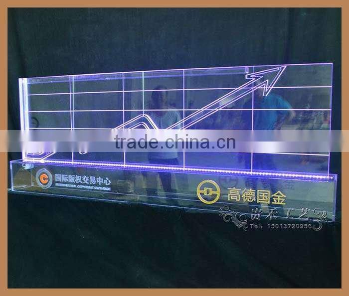 acrylic led logo of securities trading center bull flag customized logo and design
