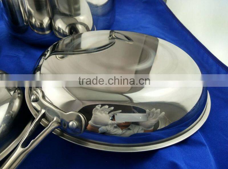 Quality Tri-ply(3 layers) Non stick Stainless Steel Fry pan induction bottom