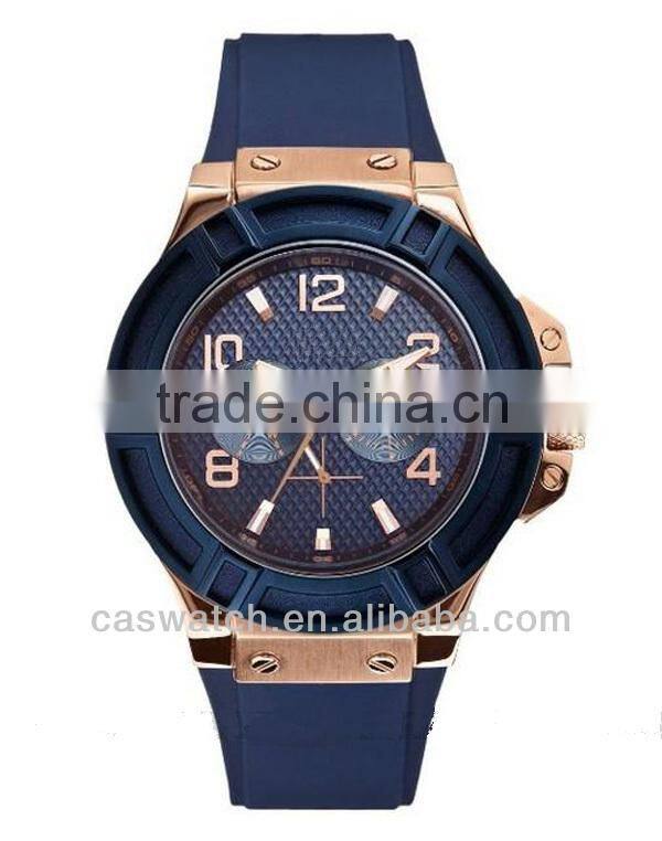 New product rose gold case blue silicone watch mens wrist watches