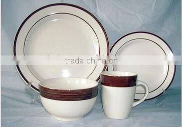 16pcs hand printed stoneware dinner set