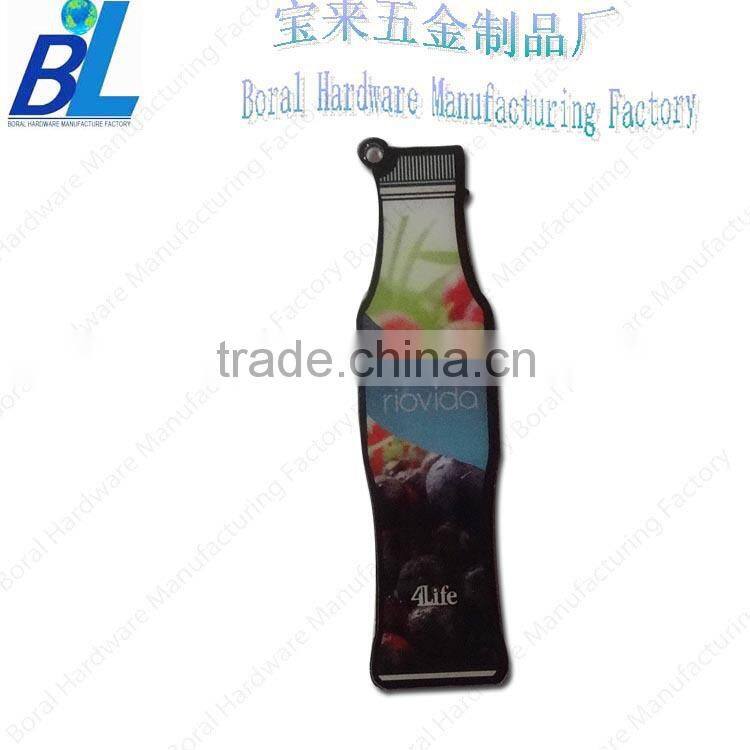 Bottle shaped printed metal mobile phone hanging decoration