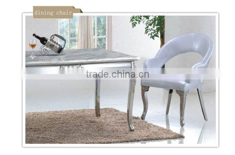 Chinese style home furniture leather and metal dining chair and table