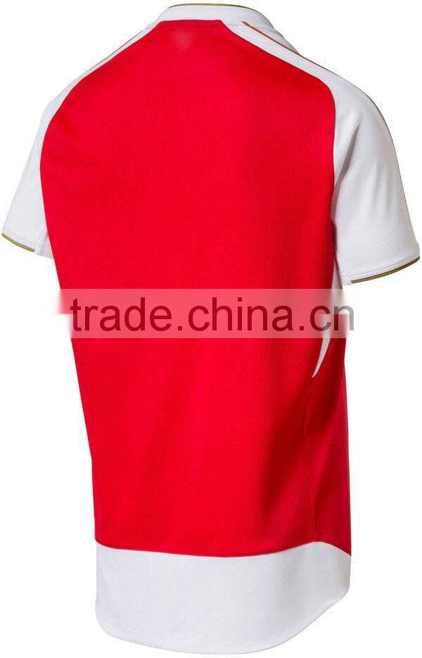 red white soccer jersey with a button