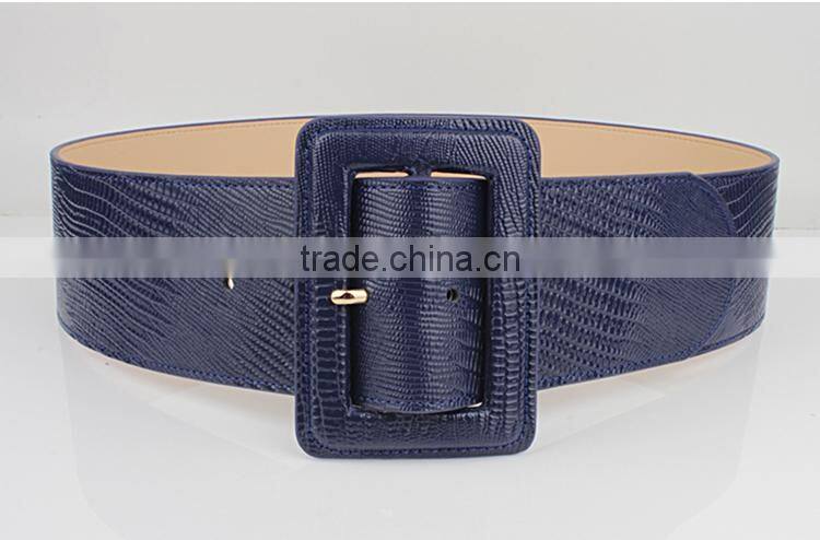 2016 fashion stylish wide size PU woman dress belt for woman with square a buckle