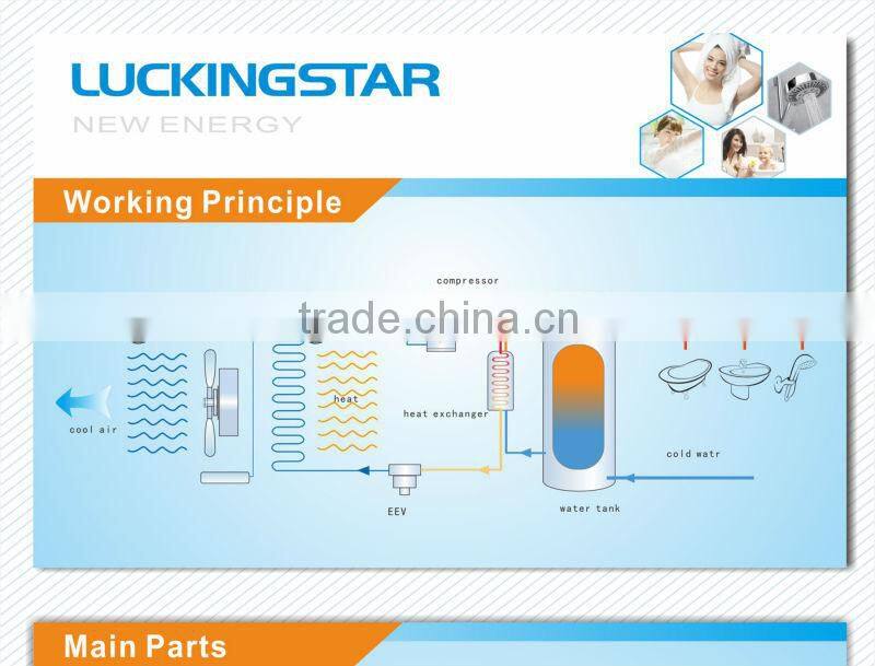 3-10kW DC Inverter air to water heat pump water heater price hot water supply system