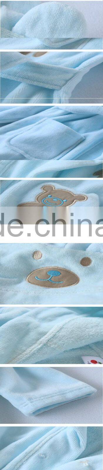 wholesale 100%cotton cute baby kids hooded terry bathrobe