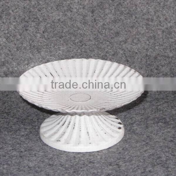Unique off white metal stand pedestal tray