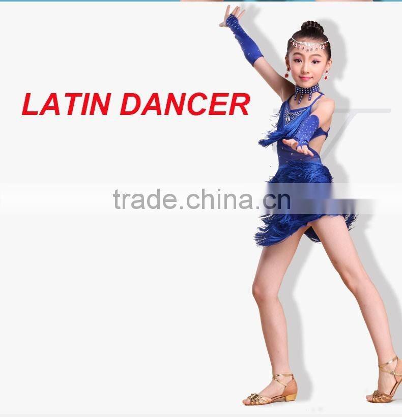 2016 High quality XXL plus size sexy girls latin dance costumes cheap children latin fringe dress on sale