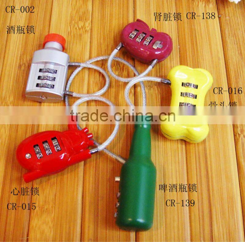popular bone shape combination lock/luggage number code lock
