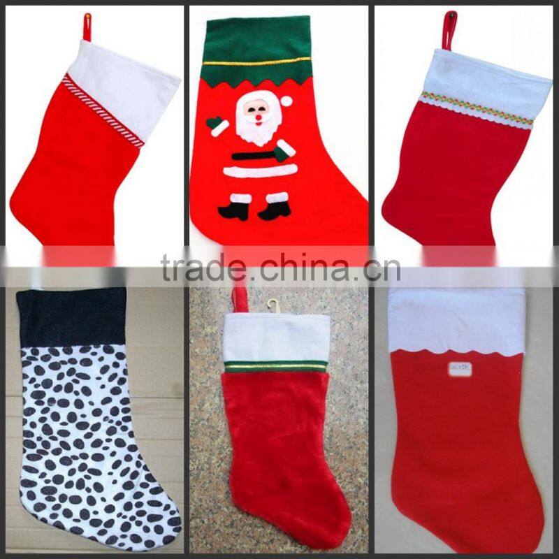China factory new design christmas stocking design christmas plush stocking wholesale