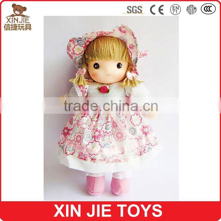 CE standard standing plush doll toy standing girl doll with adress 10inch standing stuffed girl doll toys