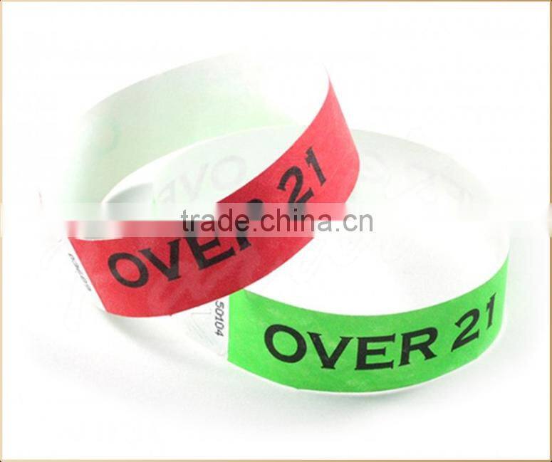 Stretch and tear resistant disposable paper tyvek wristbands
