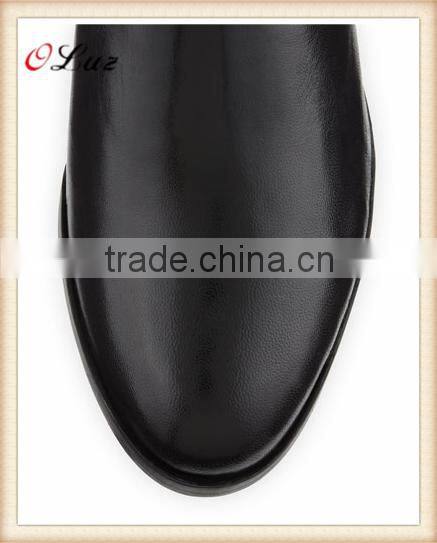 O6 Wholesale fashion winter ladies knee high long boots calf skin and fine elastic leather ladies boots