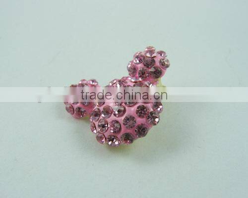 New Pink Ice Mickey Hair Clip Alloy Rhinestone Enamel