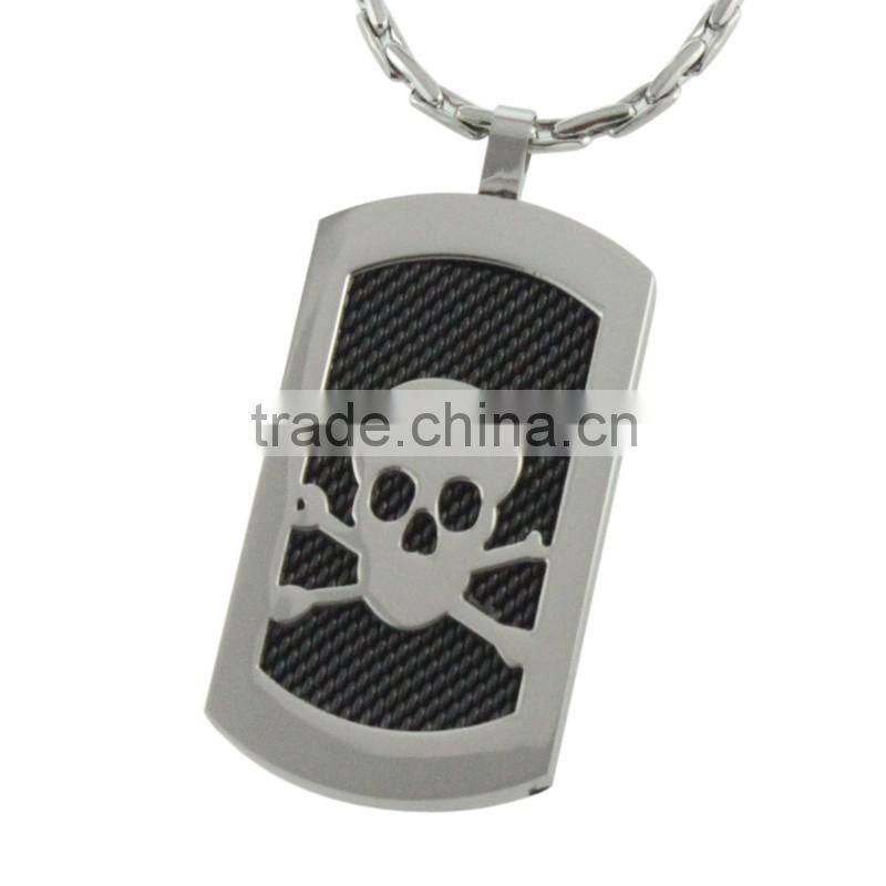 Wholesale Men Black Plated Pendant Stainless Steel Skull Pendants Necklaces Jewelry with Fashion Chain