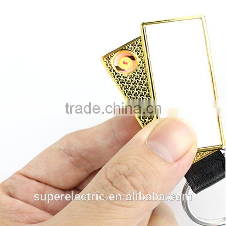Customized design high grade usb electric cigrette lighter wholesale wind proof key chain electronic lighters