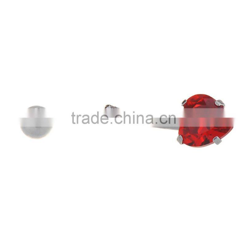 Multi Color Heart Shape Zircon Inlay Non-dangle Belly Button Naval Ring.