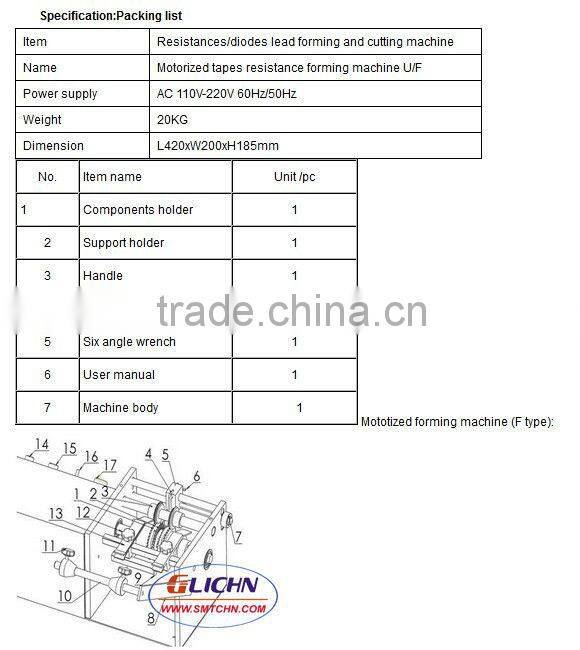 Automatic Scattered and Tape resistance Forming Machine is used to forming of tapes/bulk resistors, diodes, and other axial D400