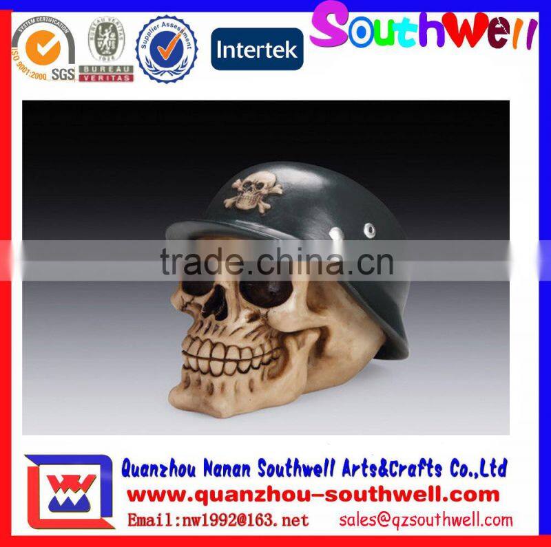 Helmet Skull with Sun Glasses Skeleton Figurine Statue Collectible