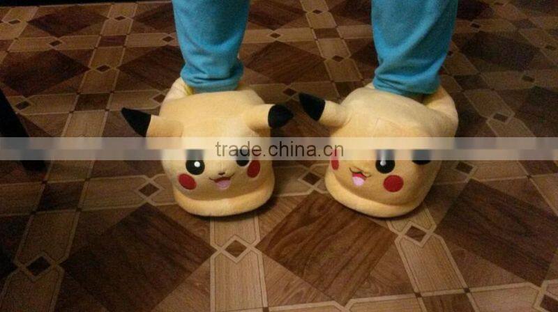 Anime cartoon charater Pokemon pikachu plush slippers
