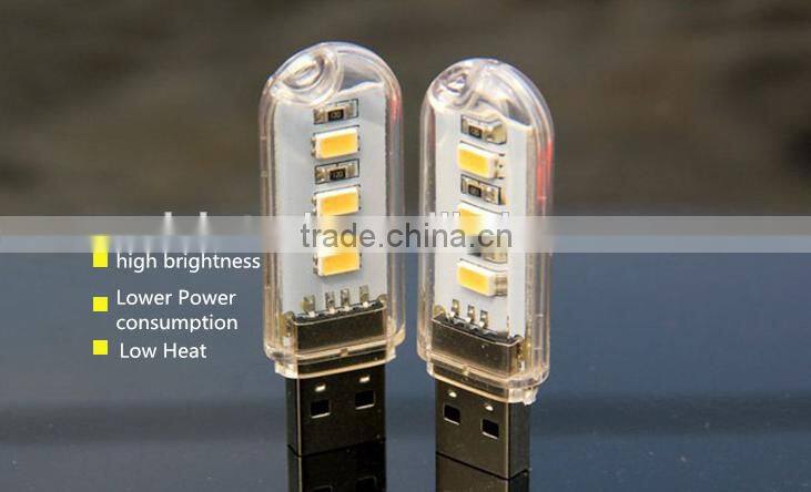 Cheap Mini USB LED Light 3 LED SMD,Portable Mini USB Power LED Night Light Camping Lamp 5W 5V Touch Dimmer White Light