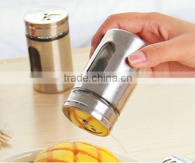 High quality Glass bottles with stainless steel coating Spice & Pepper Shakers/spice container / glass salt and pepper shakers