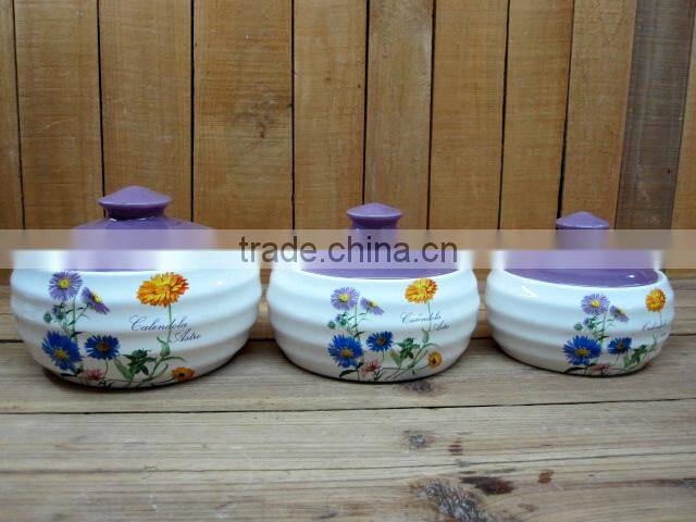 New cheap decal ceramic kitchen untensil holder with tools