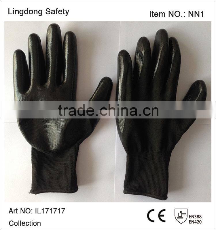 Red Polyester Black Nitrile Coated Work Gloves