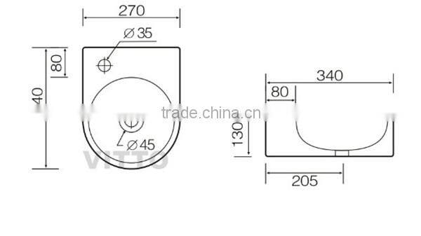 VITTO small size ceramic wall hung basin