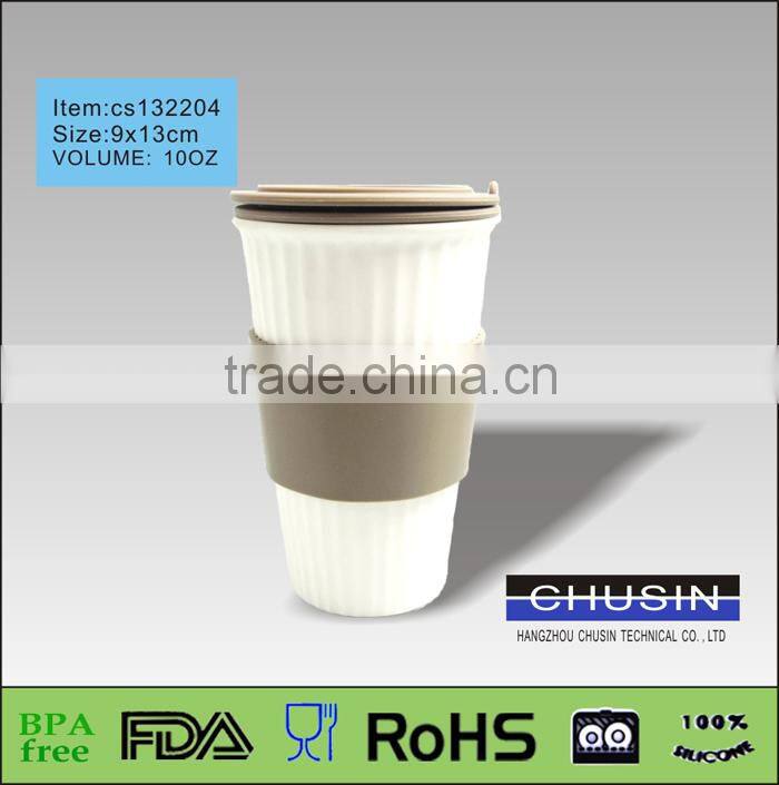 high quality BPA free ceramic espresso cups with silicone sleeve and lid