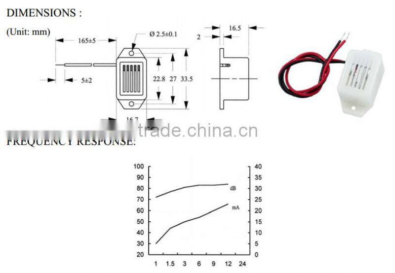 FB-03 3v small miniature piezoelectrics buzzer with wire (FBELE)