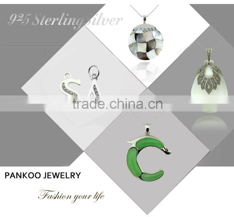 Stock European 925 sterling silver micro pave cubic zirconia shiny pendant