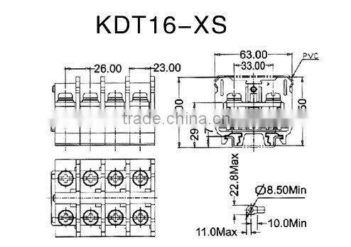 600V 150A 26mm Pitch Insulated Terminal Connector KDT16-XS