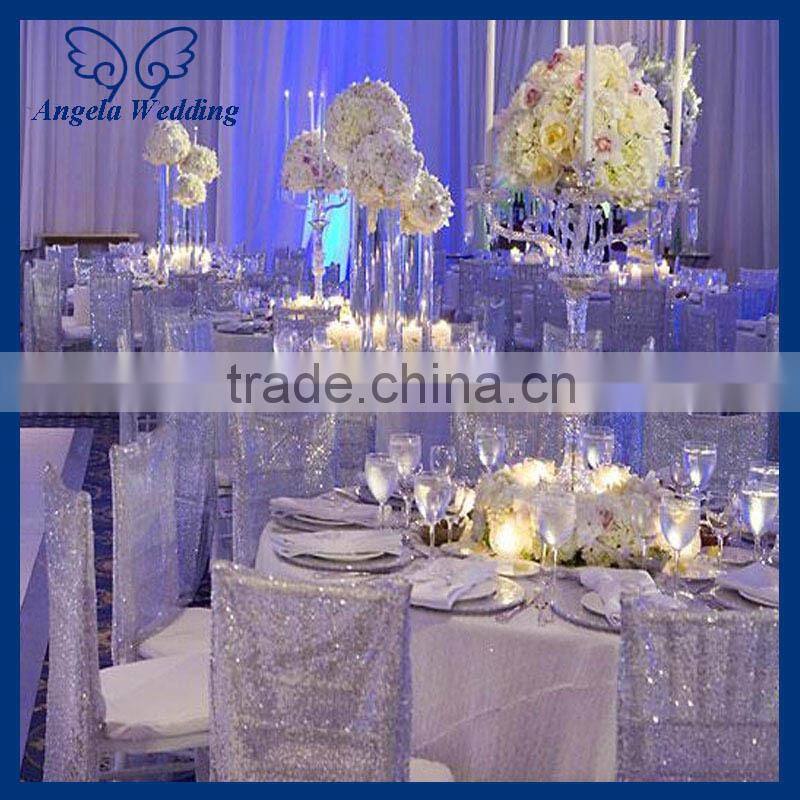CH004F Discount wedding metalic light purple lilac sequin chair cover