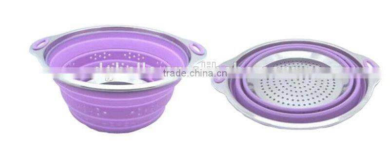 Good Use Silicone foldable Stainless steel colander
